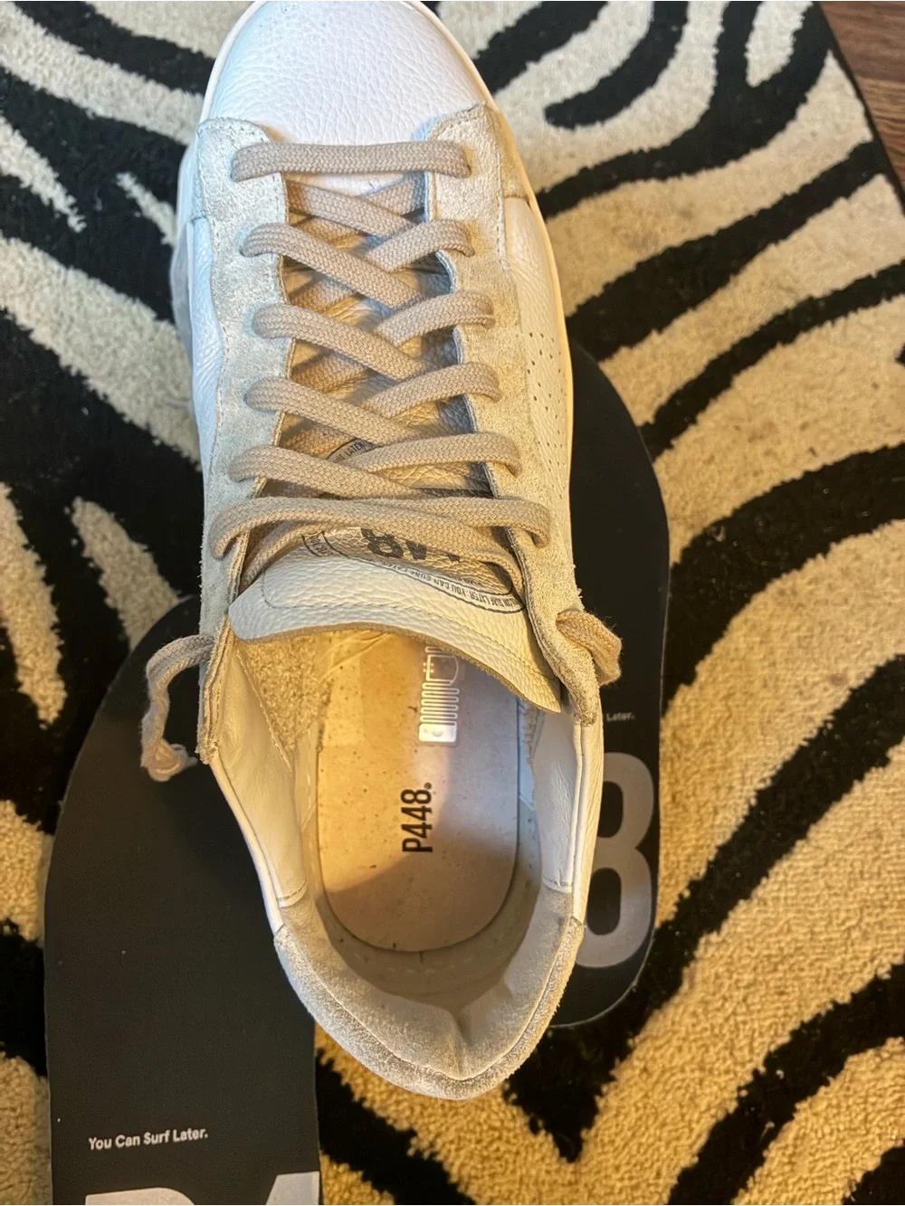 P448 Men’s Off-White and Light Gray Low-Top Sneakers